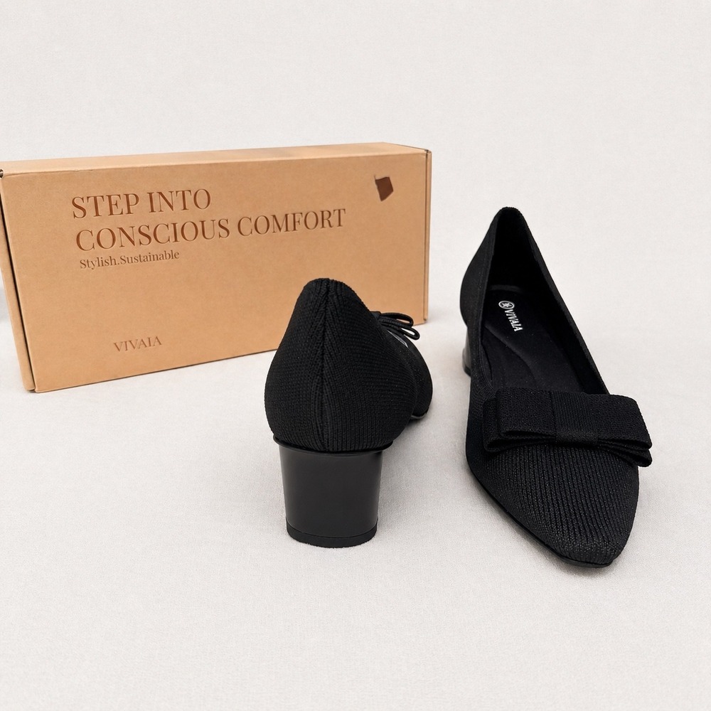 VIVAIA Pointed-Toe Bow Heels Black | EU 40 / US 9 Elegant Knit - Picture 6 of 11